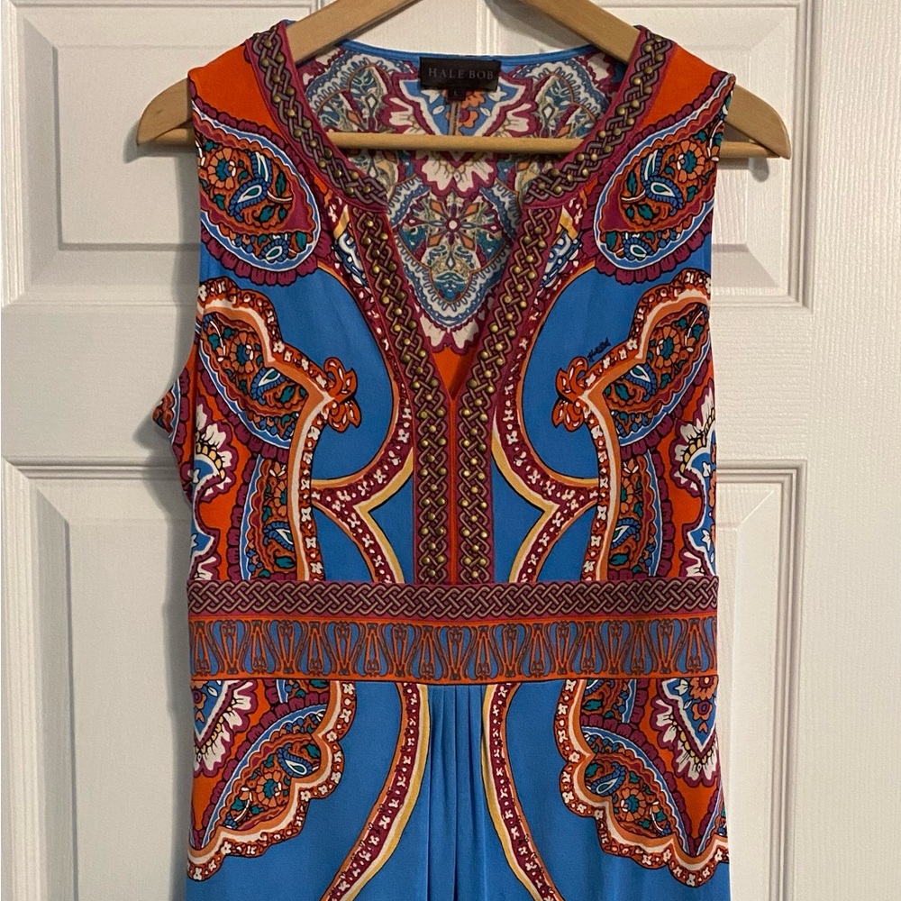 Hale Bob Blue and Pink Paisley Dress